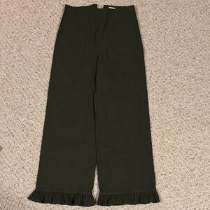 Maeve Olive Green Zippered Pants